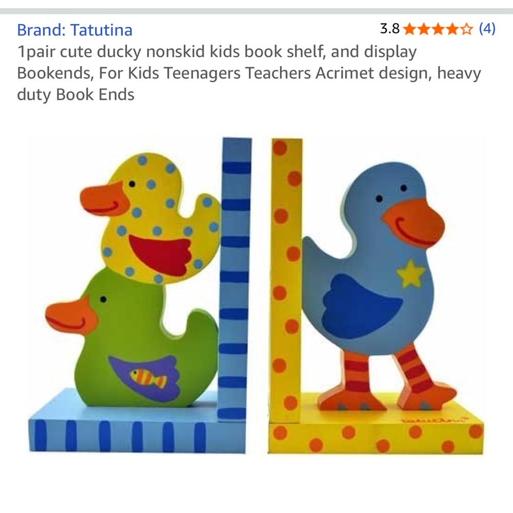 Tatutina Colorful Duck Bookends for Kids
